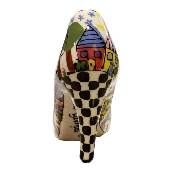 Robin Sterling Pottery Ceramic High Heel Pump Shoe Earrings Rings Jewelry Holder - Picture 4 of 5